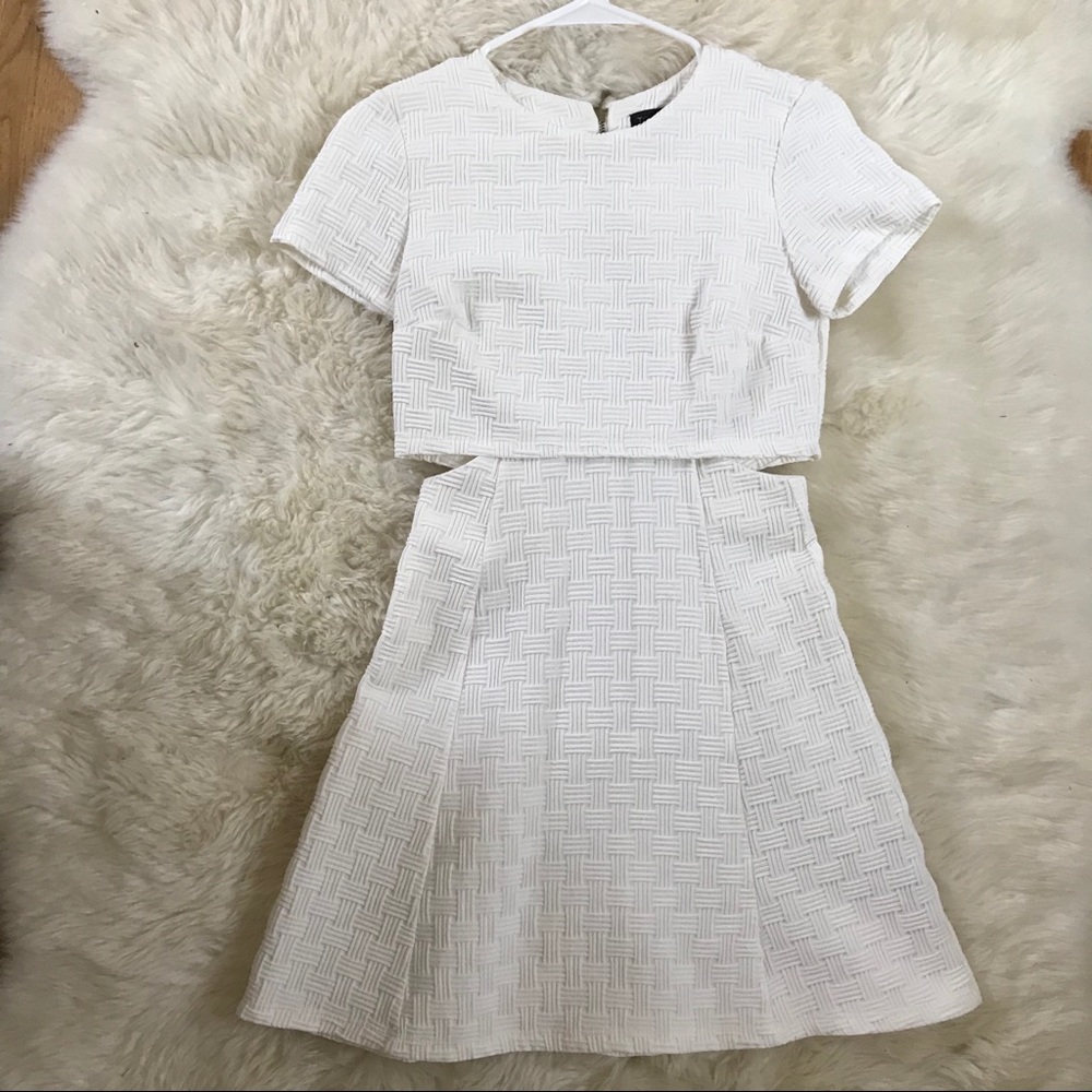 White cut out formal textured dress